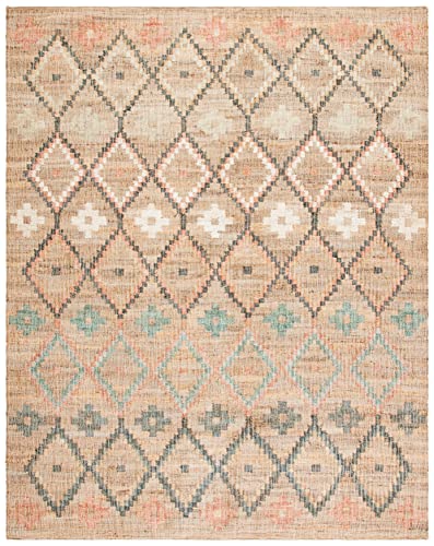 SAFAVIEH Kilim Collection Handmade Jute and Cotton Indoor Area Rug  8' x 10' in Natural & Blue