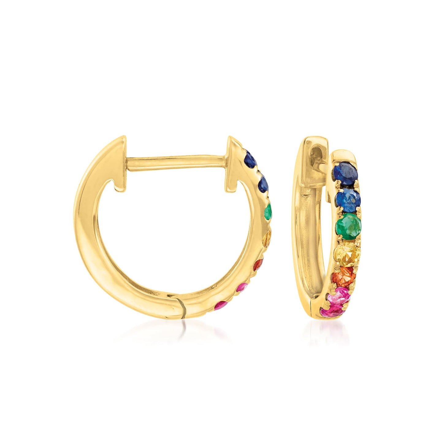 0.28 ct. t.w. Multi-Gemstone Huggie Hoop Earrings in 14kt Yellow Gold