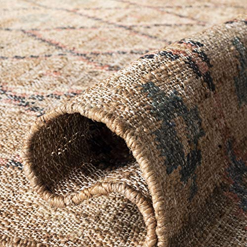 SAFAVIEH Kilim Collection Handmade Jute and Cotton Indoor Area Rug  8' x 10' in Natural & Blue