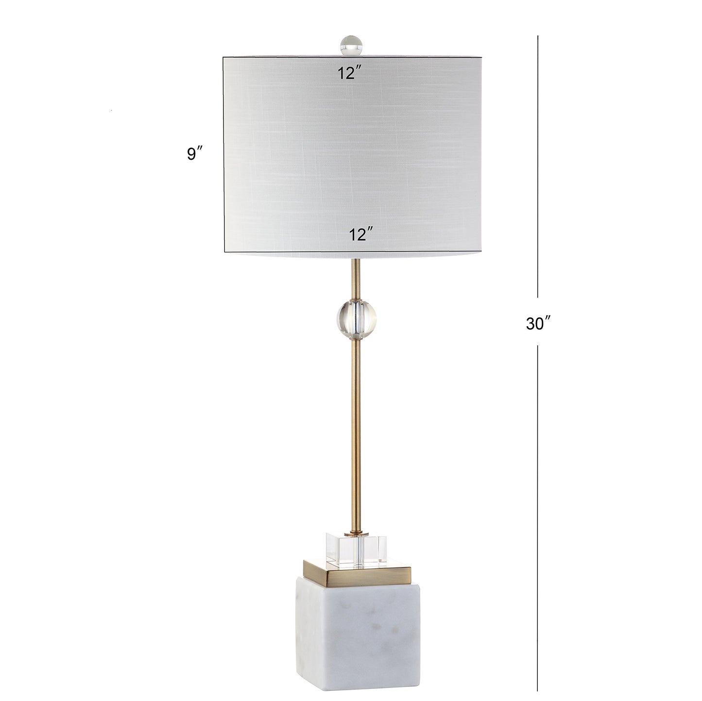 Modern Marble and Acrylic Base Table Lamps 30" Tall Set of 2 with Drum Lampshades Included
