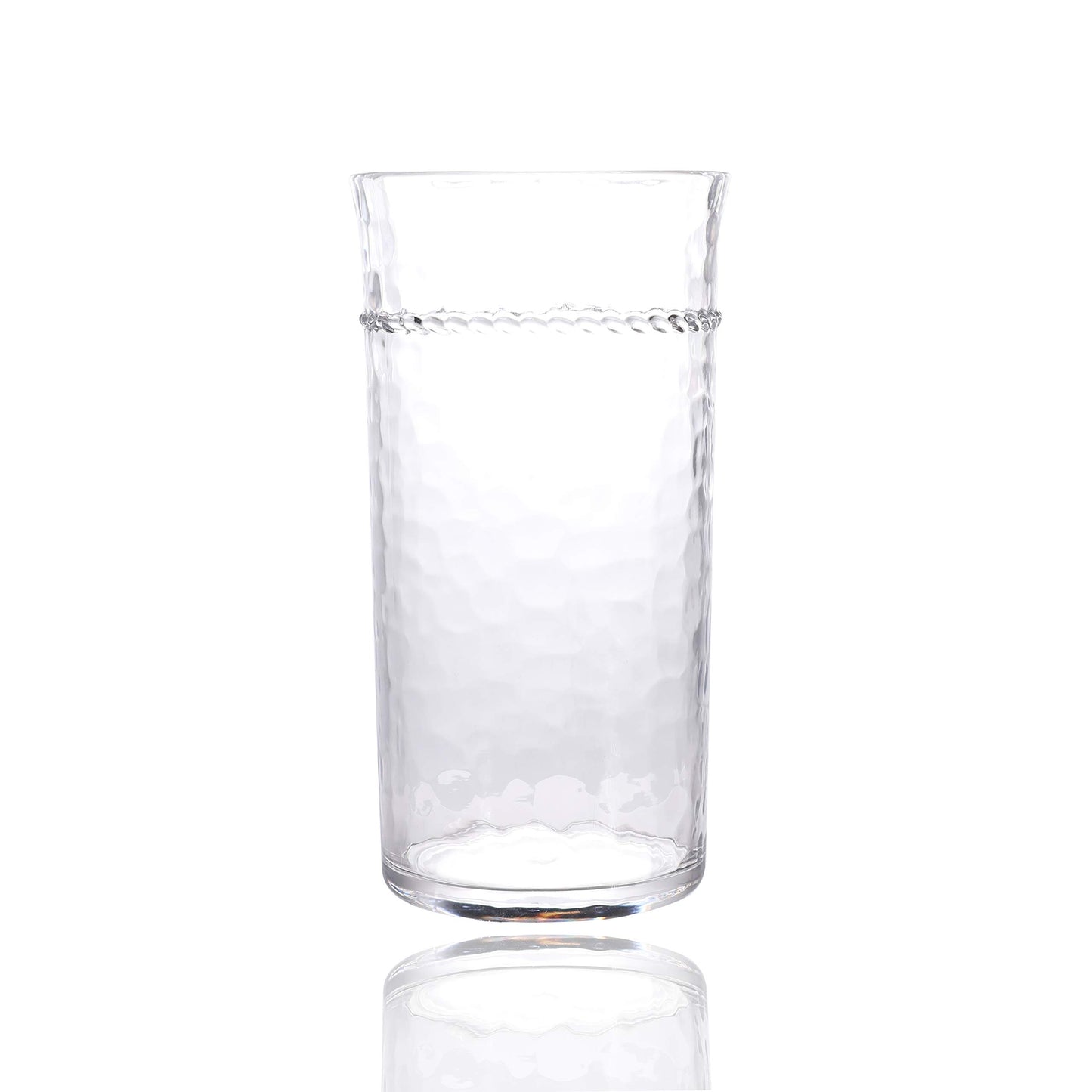 Hammered Acrylic Unbreakable BPA-Free Tumbler Glasses with Rope Design detail,Set of clear 6