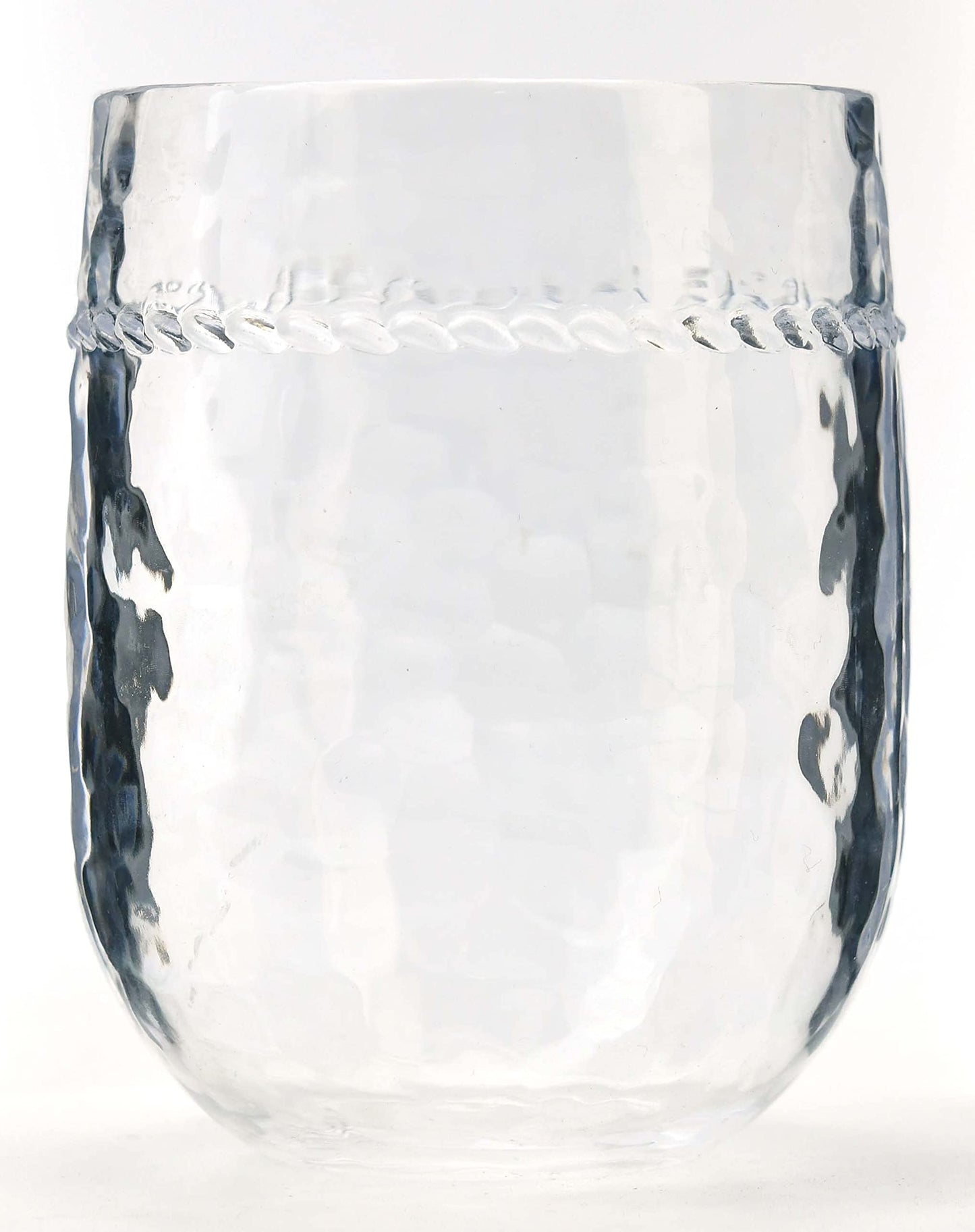 Hammered Acrylic Unbreakable BPA-Free 15.5-Ounce Stemless Cups, Set of 6 clear