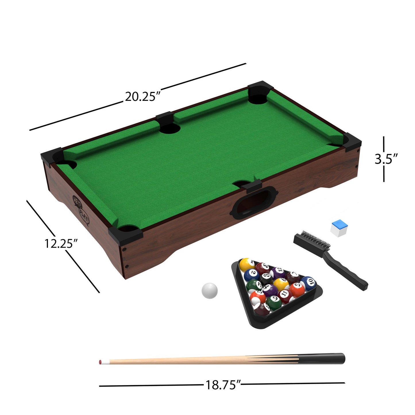 Mini Tabletop Billiards Pool Set- Includes Game Balls, Sticks, Chalk, Brush and Triangle-Portable and Fun for The Whole Family, Green, (476551SCA)