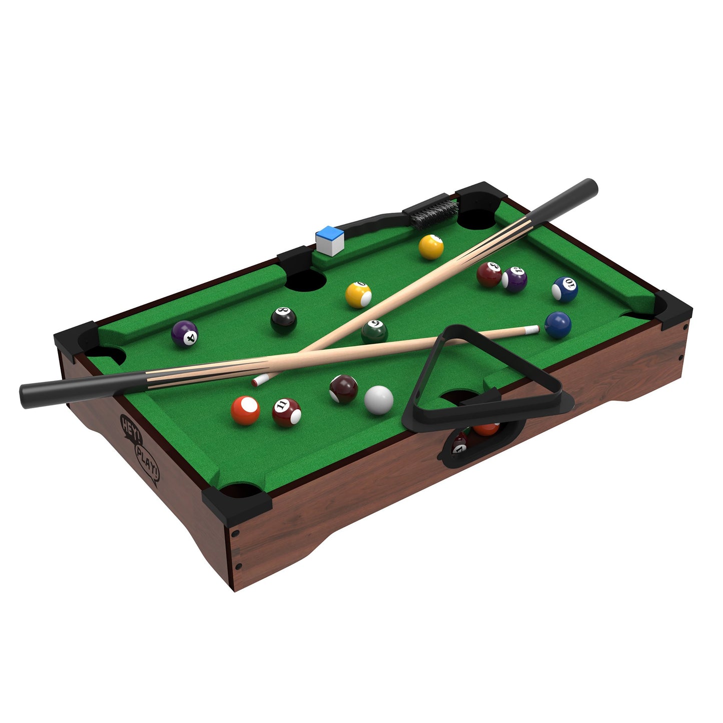 Mini Tabletop Billiards Pool Set- Includes Game Balls, Sticks, Chalk, Brush and Triangle-Portable and Fun for The Whole Family, Green, (476551SCA)