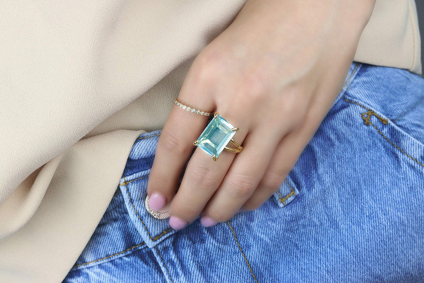 Blue Topaz Ring Handmade Statement and Birthstone Ring